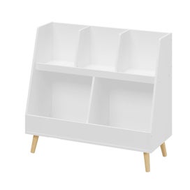 Listing 1 of 1 for Modern Kids Bookshelf Toy Organizer, 2-Tier Storage Display Bookcase with 5 C