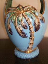 Listing 6 of 14 for Beswick Large Rare Sky Blue Palm Tree basket vase