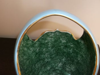 Listing 9 of 14 for Beswick Large Rare Sky Blue Palm Tree basket vase