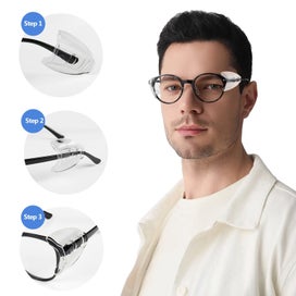 Listing 4 of 6 for 1pair Slip On Clear Side Shields for Safety Glasses, Eye Glasses Side Shields