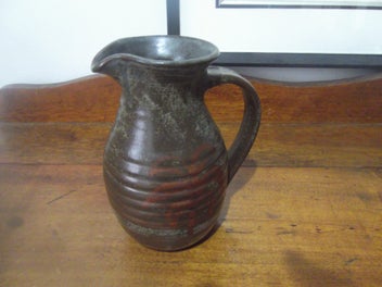 Listing 1 of 5 for VINTAGE RIBBED POTTERY JUG - INTERESTING STAMP -N.Z.??