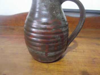 Listing 3 of 5 for VINTAGE RIBBED POTTERY JUG - INTERESTING STAMP -N.Z.??