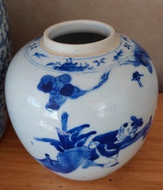 Listing 4 of 8 for VERY OLD BLUE & WHITE HAND-PAINTED PORCELAIN GINGER JAR