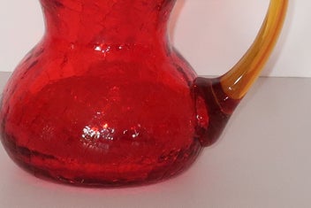 Listing 2 of 3 for ***MID CENTURY AMBERINA CRACKLE GLASS HAND BLOWN PITCHER***