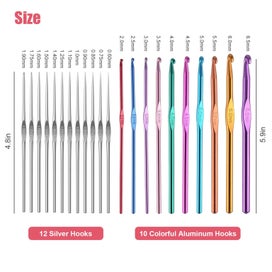 Listing 2 of 7 for 31pcs 11 Sizes Crochet Hooks Set, 2-7mm Ergonomic Handle Crochet Hooks with C