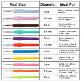 Listing 2 of 11 for 31pcs 11 Sizes Crochet Hooks Set, 2-7mm Ergonomic Handle Crochet Hooks with C