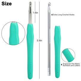 Listing 5 of 11 for 31pcs 11 Sizes Crochet Hooks Set, 2-7mm Ergonomic Handle Crochet Hooks with C
