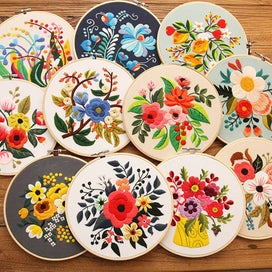 Listing 1 of 8 for Diy Embroidery Kit Floral Patterns Embroidery Needlework Set Cross Stitch Kit