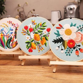 Listing 4 of 8 for Diy Embroidery Kit Floral Patterns Embroidery Needlework Set Cross Stitch Kit