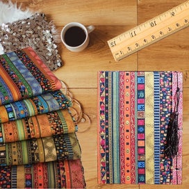 Listing 3 of 9 for 5 Pcs Cotton Craft Fabric Bundle Squares, Colored Printing Fabrics Ethnic Sty