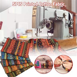 Listing 8 of 9 for 5 Pcs Cotton Craft Fabric Bundle Squares, Colored Printing Fabrics Ethnic Sty