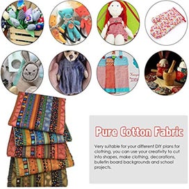 Listing 2 of 9 for 5 Pcs Cotton Craft Fabric Bundle Squares, Colored Printing Fabrics Ethnic Sty