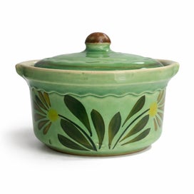 Listing 1 of 1 for Vintage Mini Green Lidded Pot / Small Hand-Painted Ceramic Dish