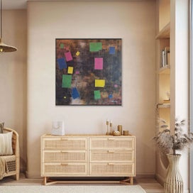 Listing 7 of 8 for ORIGINAL ACRYLIC MIXED MEDIA ABSTRACT PAINTING - Little Boxes - 30" x 30"
