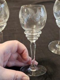 Listing 6 of 10 for 3 Vintage Bohemian Czech Etched Cordial Glasses bird/floral Pattern