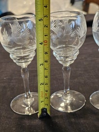 Listing 10 of 10 for 3 Vintage Bohemian Czech Etched Cordial Glasses bird/floral Pattern