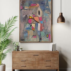 Listing 7 of 11 for ORIGINAL ACRYLIC MIXED MEDIA ABSTRACT PAINTING - Letters From Paris