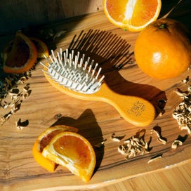 Listing 3 of 5 for Small Oval Ash Wood Purse Brush - Tek in Black, Green, Light Blue, Lime, Natu...