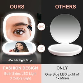 Listing 2 of 7 for Pocket Mirror with Light, 1X/10X Magnification LED Compact Travel Makeup Mirr