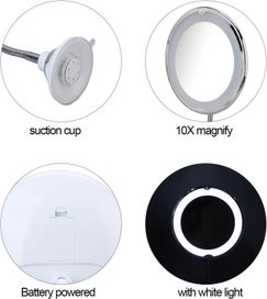 Listing 6 of 9 for Flexible 10x Magnifying Mirror with Light Settings - Makeup Mirror with Sucti