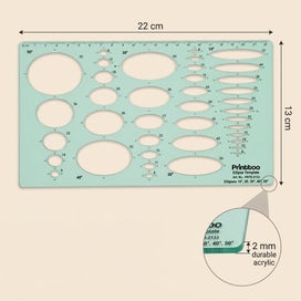 Listing 2 of 7 for Printtoo Transparent Ellipse Template Stencil, 2mm Green Acrylic Geometry