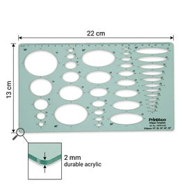 Listing 3 of 7 for Printtoo Transparent Ellipse Template Stencil, 2mm Green Acrylic Geometry