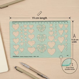 Listing 2 of 7 for Printtoo Heart Shape Template Ruler, 2 mm Transparent Acrylic Drawing Stencil