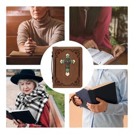 Listing 9 of 13 for Bible Cover Case Bag for Men Women PU Leather Bible Carrying Case with Handle