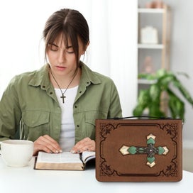 Listing 11 of 13 for Bible Cover Case Bag for Men Women PU Leather Bible Carrying Case with Handle