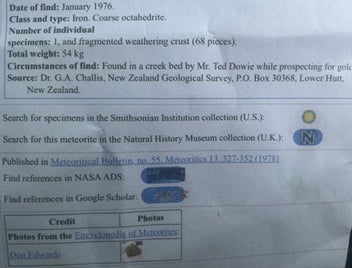 Listing 15 of 19 for RARE CM STONY IRON COARSE OCTAHEDRITE METEORITE. VERY RARE.