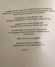 Listing 7 of 7 for Harry Potter; 1st Ed, 1st State, Original Art, Bloomsbury Softcovers.