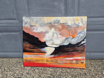 Listing 1 of 8 for Large Abstract Landscape Painting – Textured Sunset Artwork