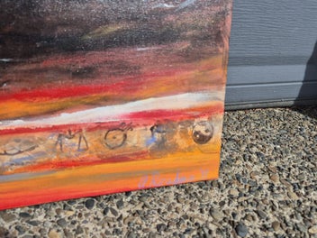 Listing 6 of 8 for Large Abstract Landscape Painting – Textured Sunset Artwork