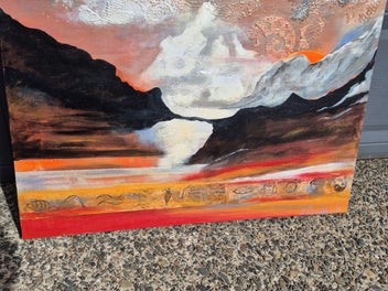 Listing 4 of 8 for Large Abstract Landscape Painting – Textured Sunset Artwork