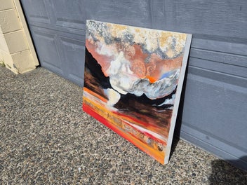 Listing 7 of 8 for Large Abstract Landscape Painting – Textured Sunset Artwork