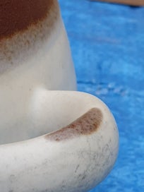 Listing 3 of 18 for Vintage Cute Stoneware Pot with Lid & Handles ( Hand made)