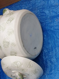 Listing 5 of 13 for Cute Stoneware Pot with Lid & Handles ( Hand made)