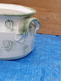 Listing 8 of 13 for Cute Stoneware Pot with Lid & Handles ( Hand made)