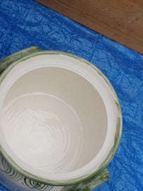 Listing 9 of 13 for Cute Stoneware Pot with Lid & Handles ( Hand made)