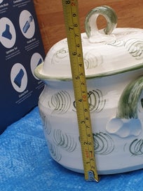 Listing 10 of 13 for Cute Stoneware Pot with Lid & Handles ( Hand made)