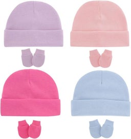 Listing 3 of 5 for 8PCS Newborn Baby Hats and Mittens Set Gloves Beanies No Scratch Mittens Warm