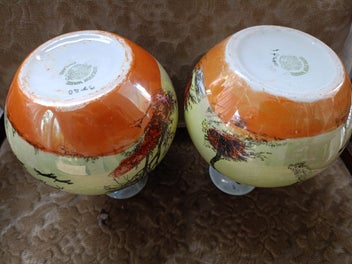 Listing 4 of 9 for Rare PAIR 20s 30s BURLEIGH Hounds & Hunting Round LUSTRE VASES
