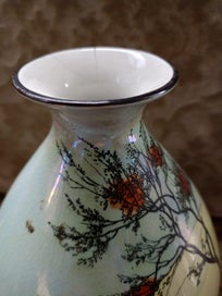 Listing 7 of 9 for Rare PAIR 20s 30s BURLEIGH Hounds & Hunting Round LUSTRE VASES