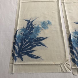 Listing 4 of 14 for Vintage Woven Japanese Silk Floral Fabric Pieces X2 Kimono Panels