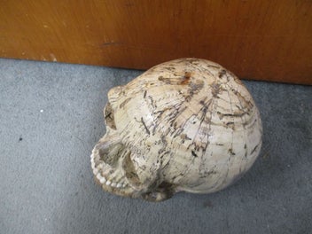 Listing 2 of 8 for SH 1855 - Large Hand Carved Wooden Skull - carved bone teeth