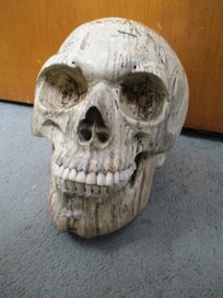 Listing 3 of 8 for SH 1855 - Large Hand Carved Wooden Skull - carved bone teeth