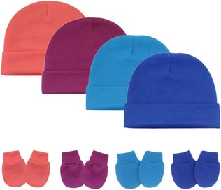 Listing 2 of 5 for 8PCS Newborn Baby Hats and Mittens Set Gloves Beanies No Scratch Mittens Warm