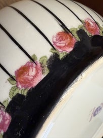 Listing 2 of 5 for A fabulous CRESCENT large vintage Jug; tiny rosebuds and stripes !