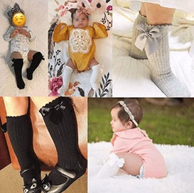 Listing 6 of 7 for 5 Pairs Baby Kids Cotton Soft Breathable Knee-High Over Calf Socks Infant New