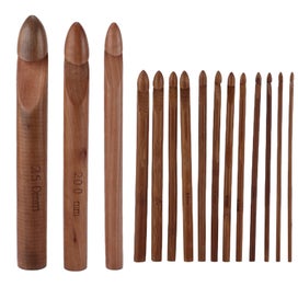 Listing 1 of 9 for 15Pcs Wooden Crochet Hooks Ergonomic Crochet Hook Set Inline Crochet Hooks Ki